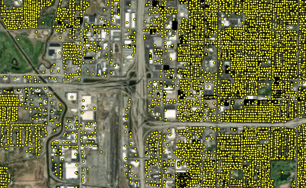 Map of address points, which can represent structures in residential, commercial, industrial, and many other areas.
