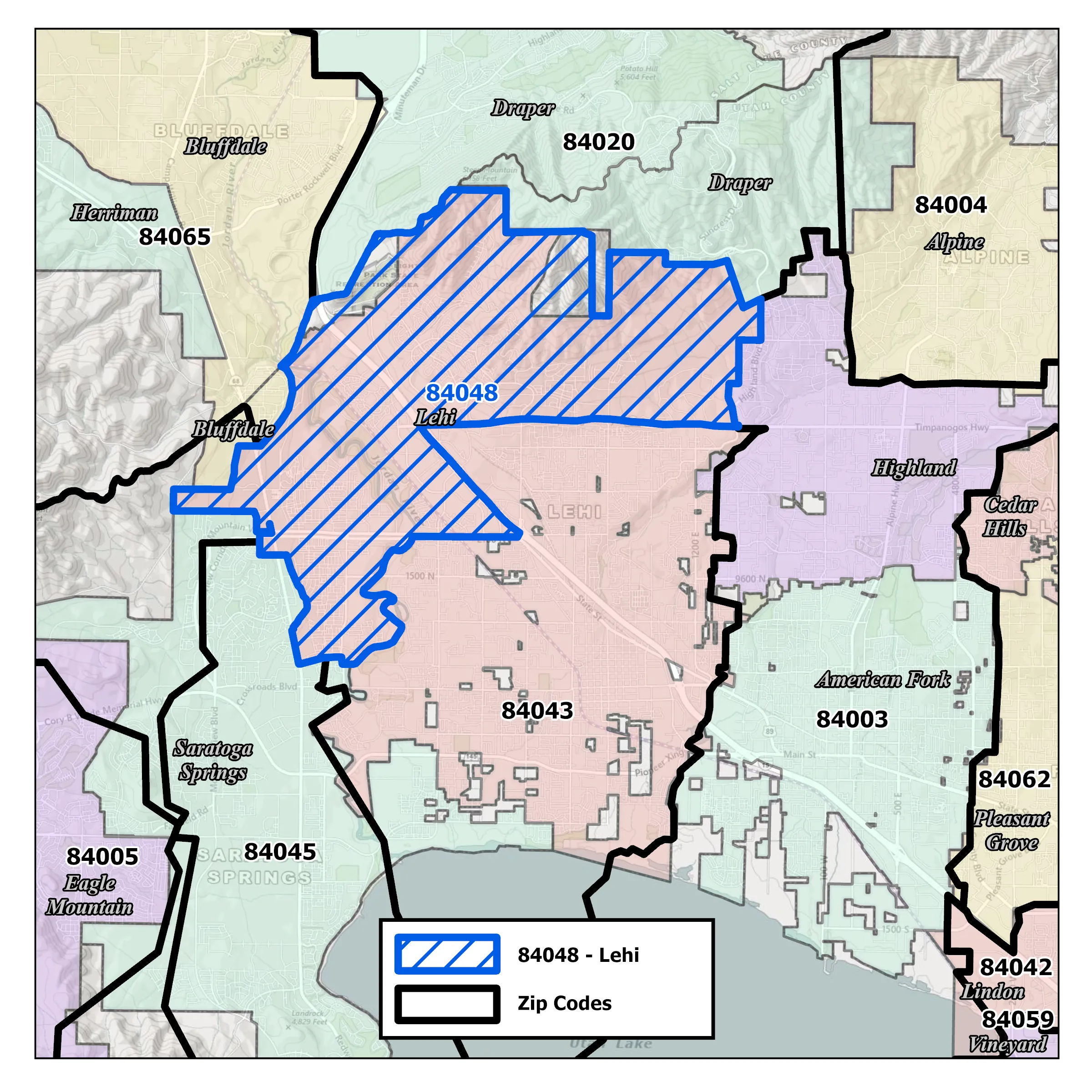 The new 84048 ZIP code covers northern Lehi in Utah County.